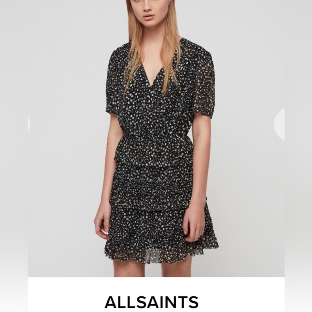 ALL Saints Ilia Pippa Floral Ruffle Tiered Mini Dress